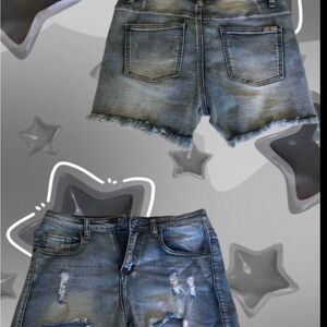 Source Unknown Distressed Jean Shorts - Blue
